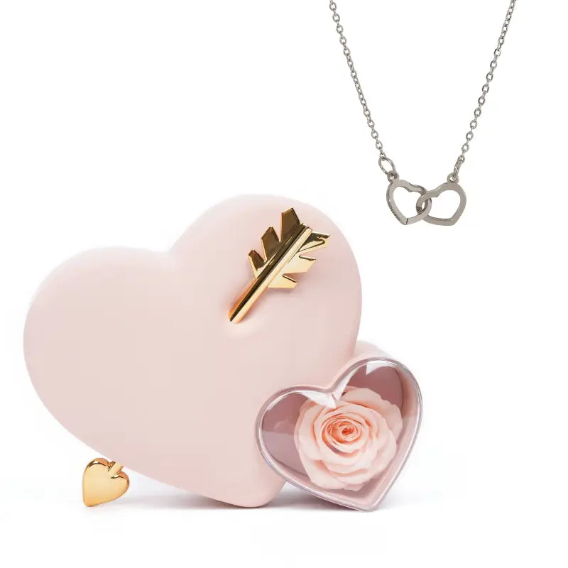 Coffret Amour Rose Éternelle avec Collier Gravé