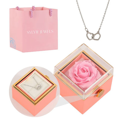 Coffret Rose Éternelle avec Collier Gravé