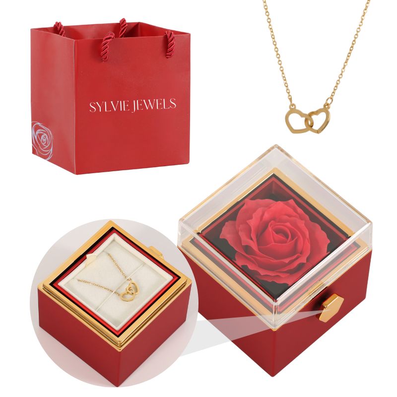 Coffret Rose Éternelle avec Collier Gravé