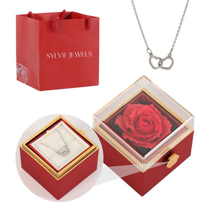 Coffret Rose Éternelle avec Collier Gravé